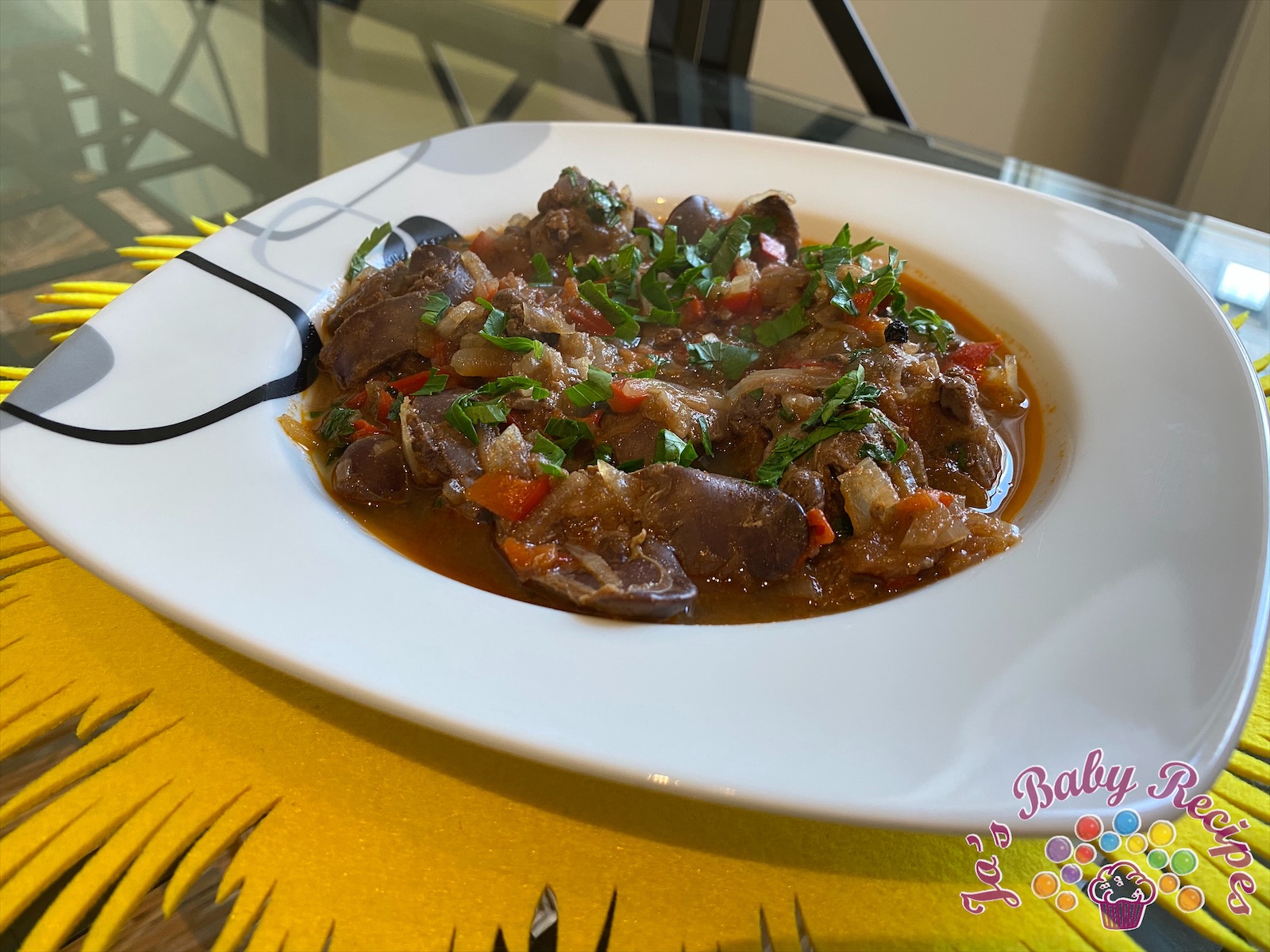 Chicken liver stew with vegetables