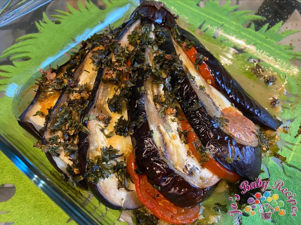 Eggplant with mozzarella and tomatoes