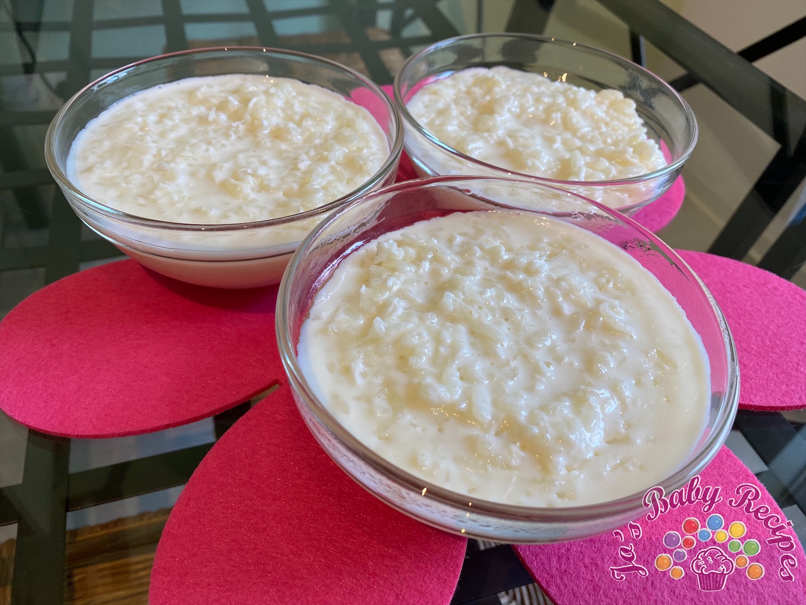 Baby friendly rice with milk and coconut flakes