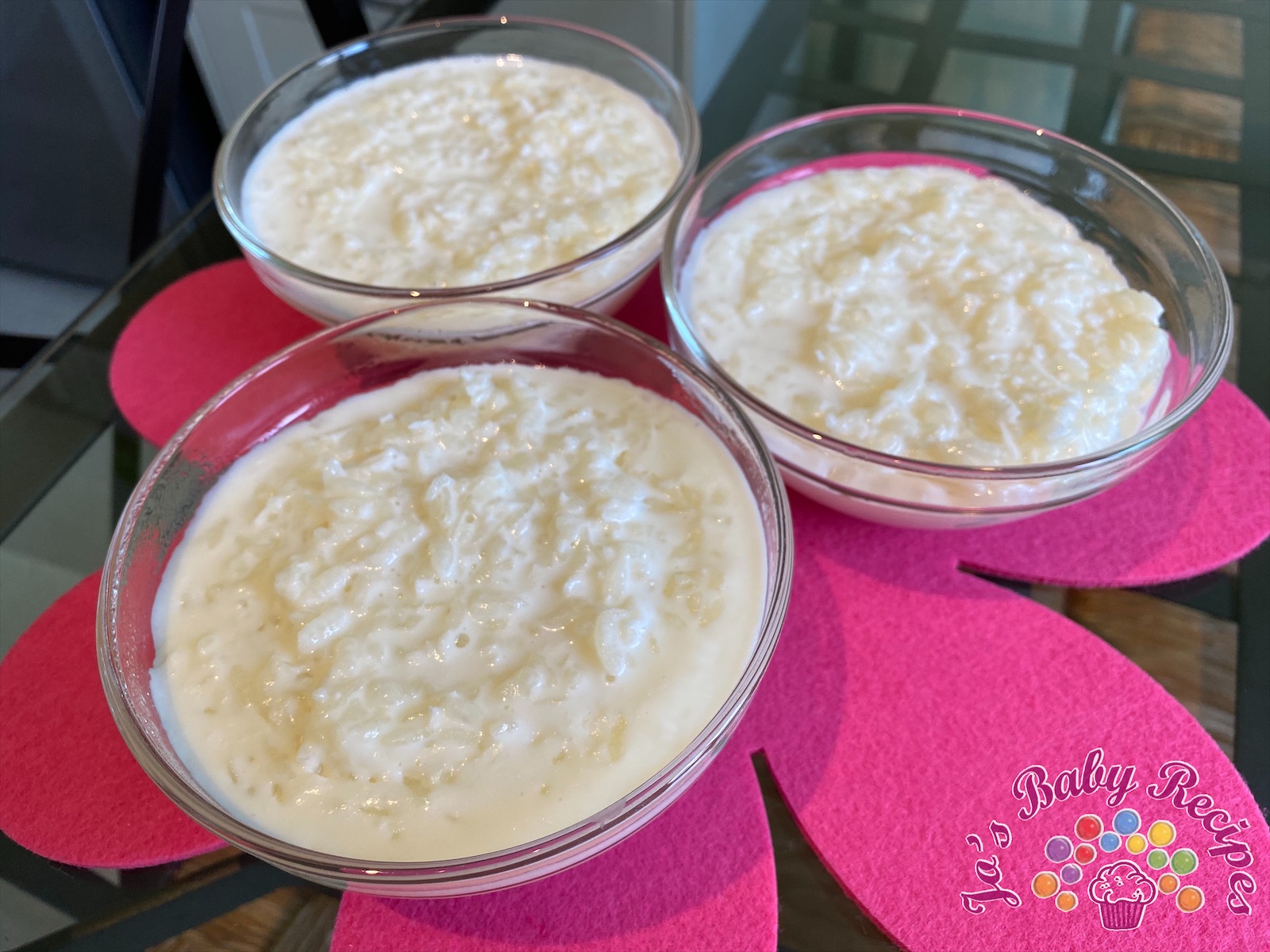 Baby friendly rice with milk and coconut flakes