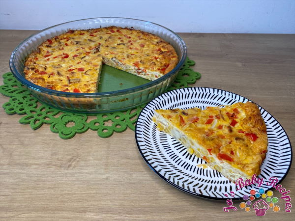 Baby friendly tart with chicken and vegetables