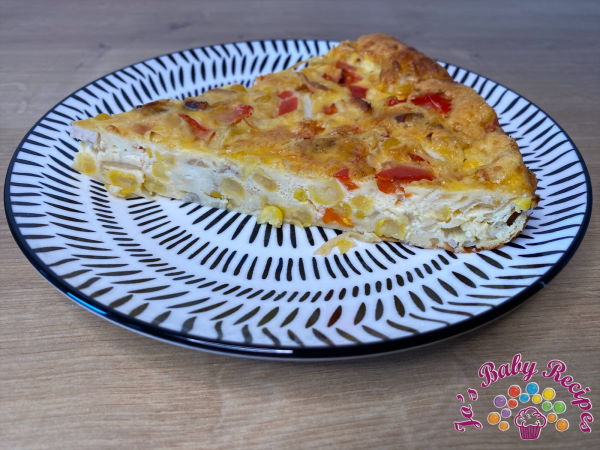 Baby friendly tart with chicken and vegetables