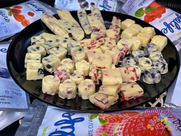 Home made baby friendly white chocolate with fruits