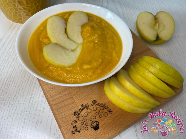 Sweet potato cream soup with apple for babies