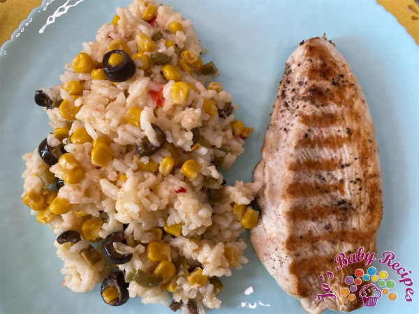 Rice with Mediterranean vegetables for babies