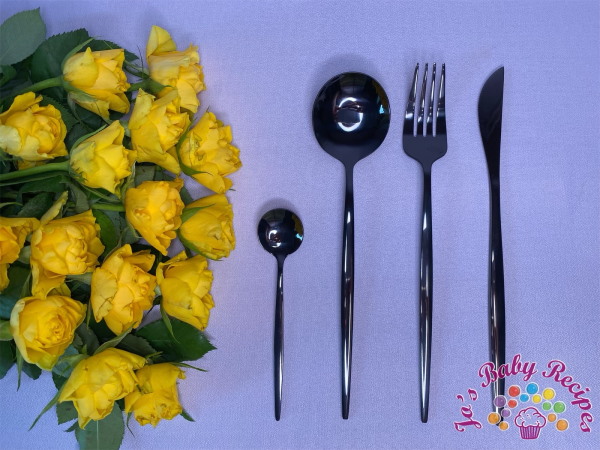4 piece cutlery set, black, stainless steel, 4PiecesSet-Black