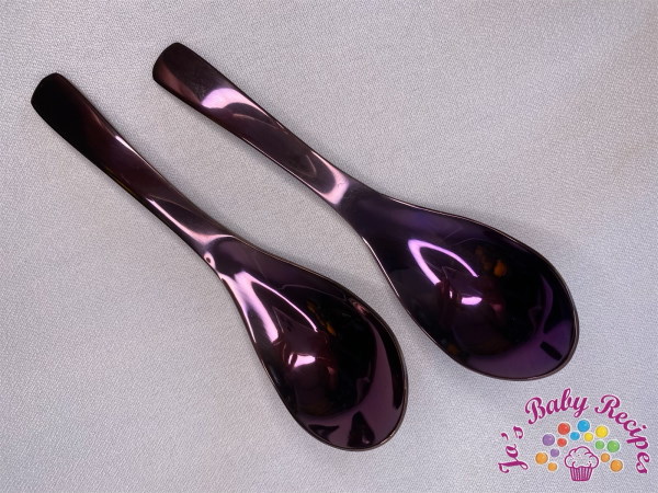 Set of 2 teaspoons Rain drop, purple, stainless steel, RainDrop-Spoon-Purple