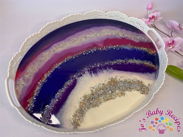 Plastic tray with resin, purple, 49x37cm, Tray-CMS1